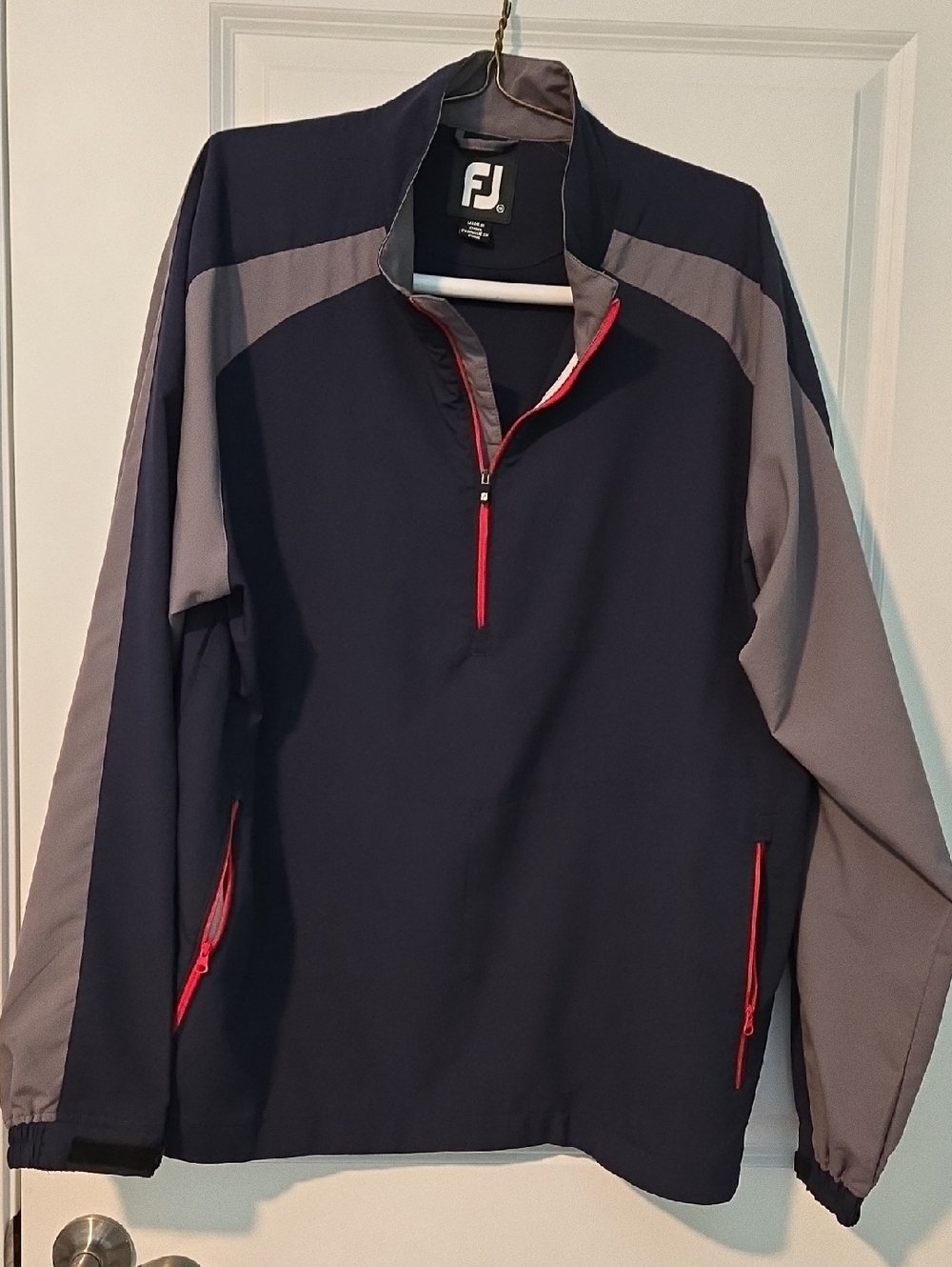 FootJoy Navy, Gray and Red 1/4 Zip Lightweight Golf Pullover